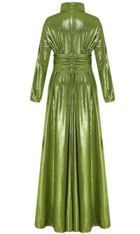 Rule Green Metallic Sequin Satin Ruched ...